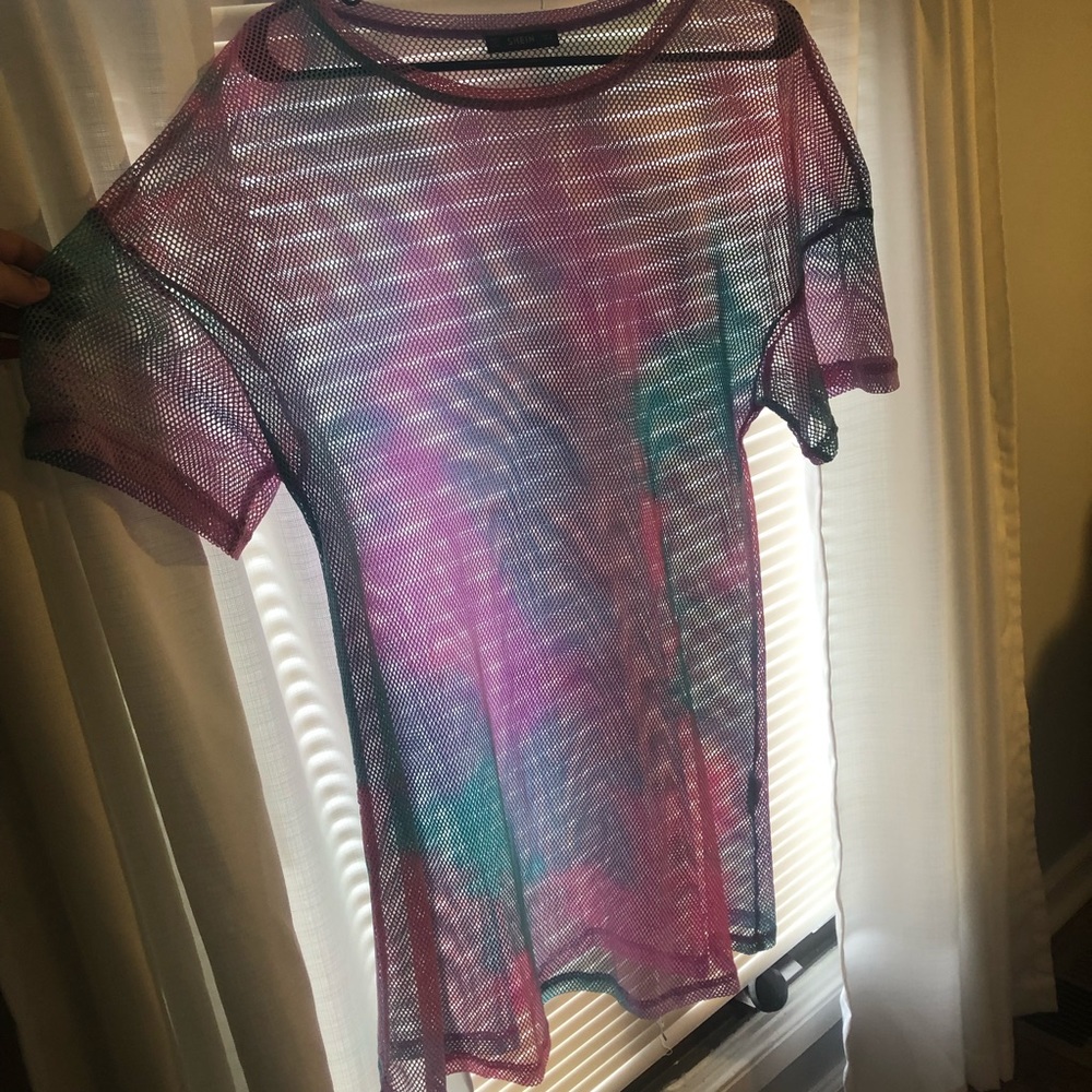 Tie-dye fishnet dress